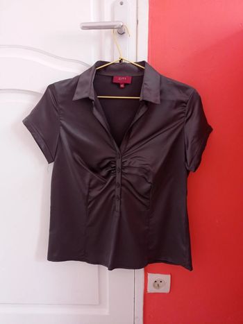 Chemisier manches courtes gris foncé La City taille 40