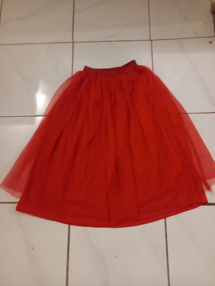 Jupe fille paille taille 7/8 ans marque capfun couleur rouge longueur 58cm - photo numéro 5
