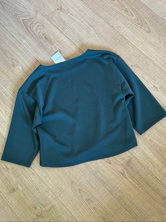 Pull sweat vert foncé neuf avec strass Naf Naf taille L - photo numéro 8