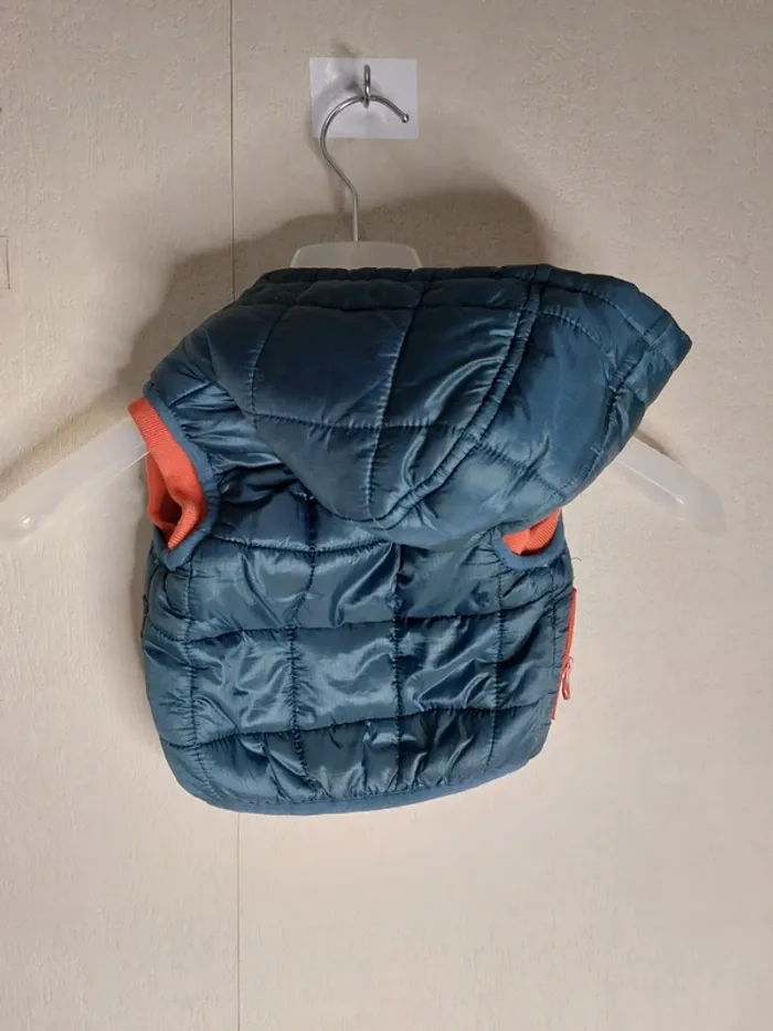 Doudoune sans manches bleu corail " mes petits cailloux" - photo numéro 4
