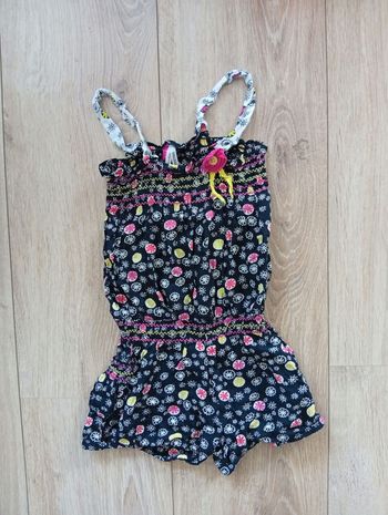 Combishort noir à fleurs 4ans Orch 