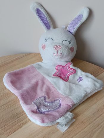 Doudou lapin blanc et rose