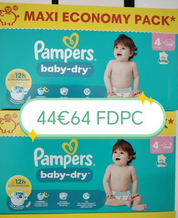 2 cartons de 108 couches pampers baby-dry en taille 4, 216 couches aux total