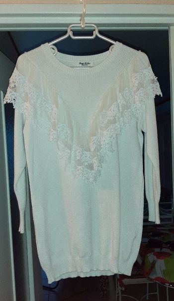 Pull long  dentelle blanc cassé 42/44