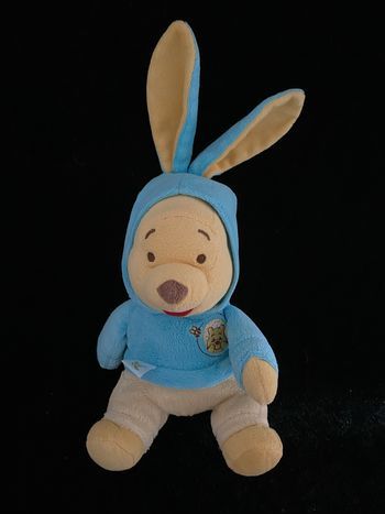 ❤️B5996 Doudou peluche Winnie l’ourson déguisé en lapin bleu jaune Disney Nicotoy