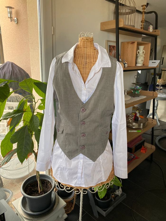 Gilet de tailleur School Rag taille 34 XS gris à petits carreaux - photo numéro 13