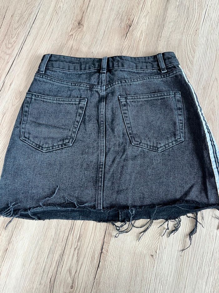 jupe en jeans noir à franges taille 34 - photo numéro 2
