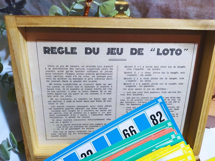 Coffret bois ancien jeu de Bingo/ Loto français - photo numéro 2