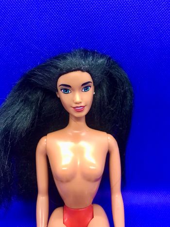 Poupée princesse gitane Disney Esmeralda Mattel Barbie brune cheveux longs yeux bleus