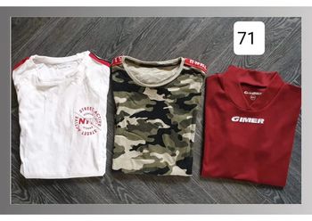 Lot de 3 Tshirts garçon 14 ans blanc/kaki/bordeaux