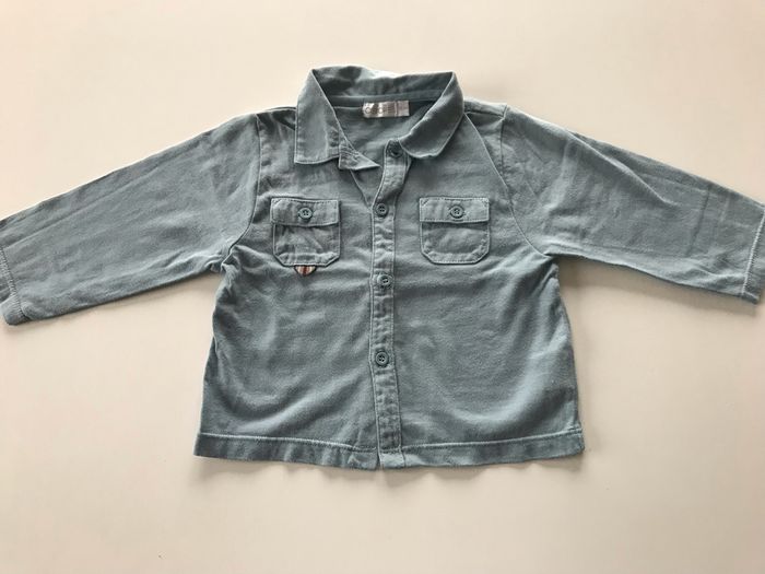 T-shirt bébé turquoise effet chemise 6 mois