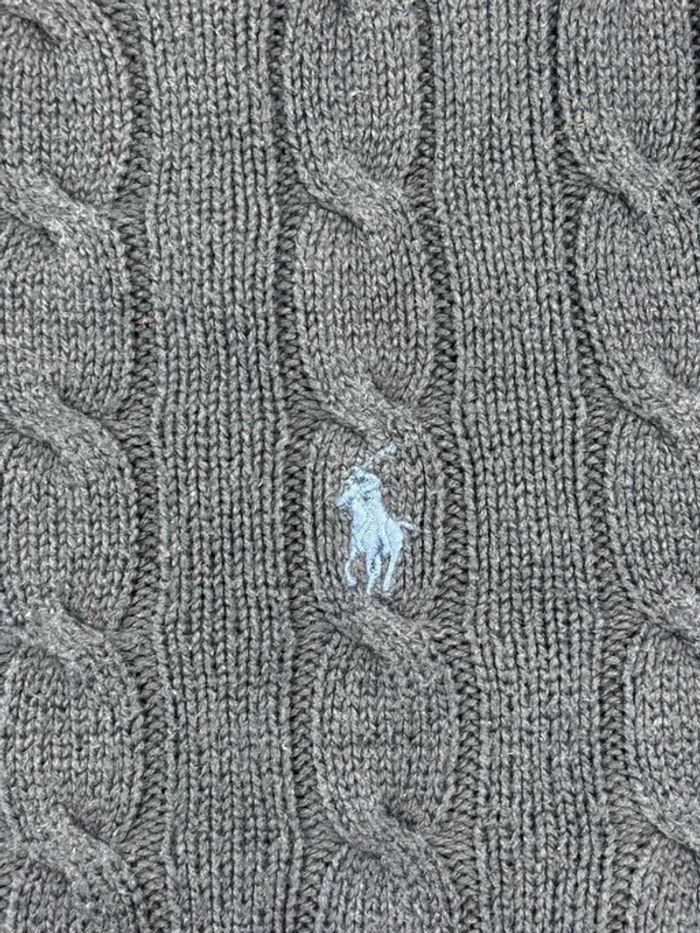 Pull d’hiver torsadé en maille Ralph Lauren bleu col rond taille XL - photo numéro 5