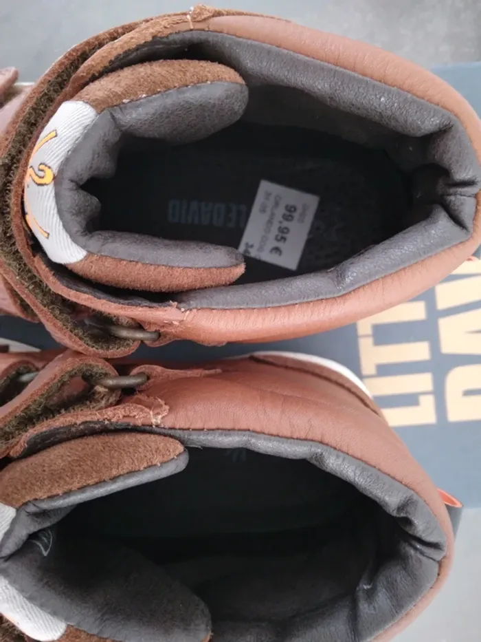Chaussures garçon boots marron cuir 34 neuf - photo numéro 4
