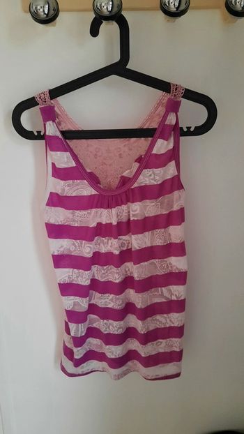 Débardeur rose et blanc taille S
