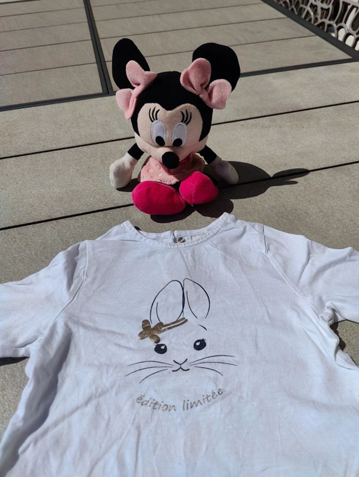 Tee shirt ml blanc lapin Tao 18 mois - photo numéro 2