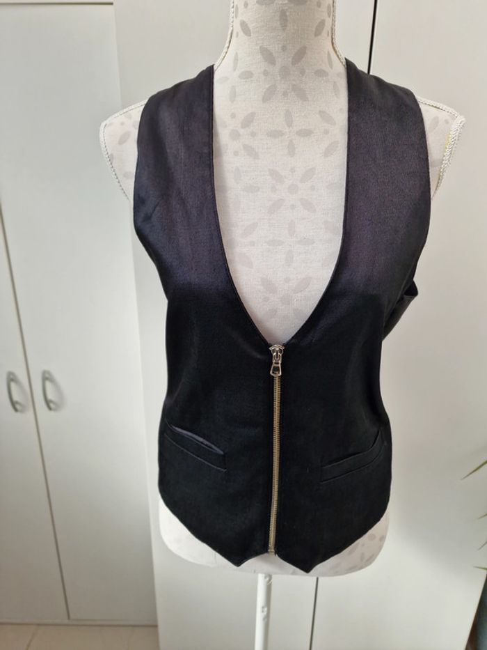 Gilets De Costume Noir Avec Zip