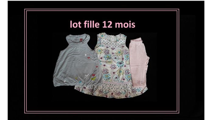 Lot été 12 mois : 2robes + 1 pantalon en tissu