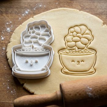 Emporte-pièce Plante Kawaii - Découpoir Biscuit Pot de Fleur Sablé Pâte à Sucre