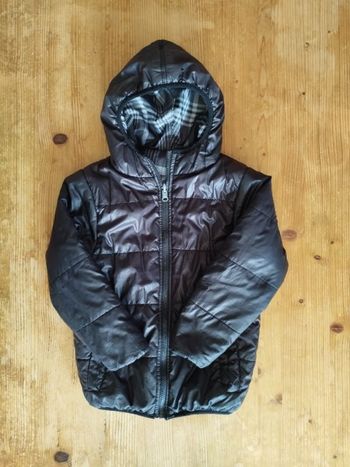 Blouson à Capuche Réversible Noir/Carreaux - 6 ans