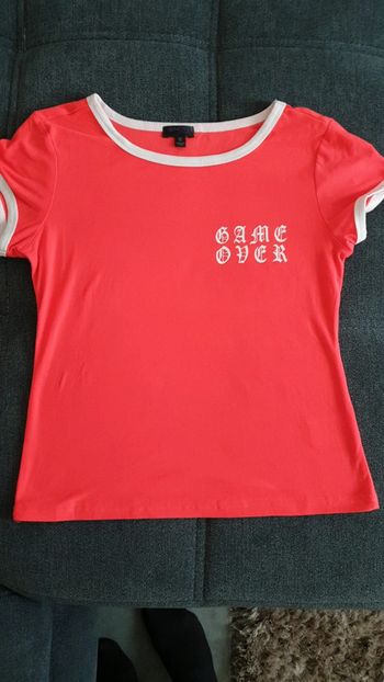 Neuf tee-shirt top rose corail fluo taille XS marque move by ardene