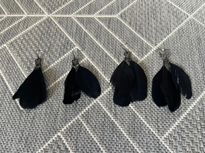 Boucles d’oreilles plumes noir