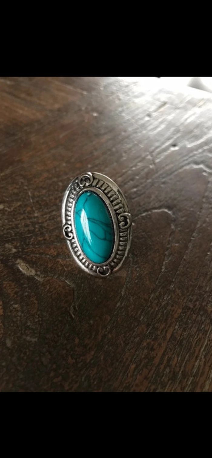 Magnifique bague réglage avec turquoise - photo numéro 7