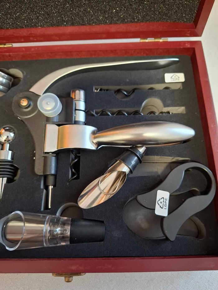 Beau coffret bois sommelier tire-bouchon professionnel semi-automatique argent neuf - photo numéro 5