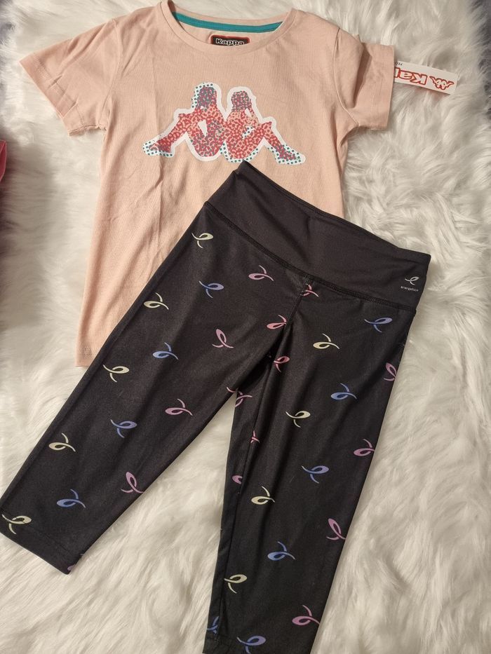 Neuf💜💜💜 ensemble tee shirt mc et corsaire de sport 8 ans fille 💜 💜💜💜💜