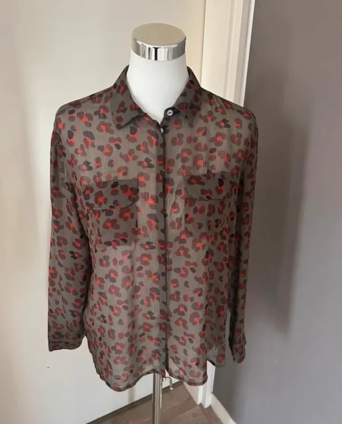 123 chemise voilée, invisible imprimée léopard, femme, taille 36 - photo numéro 3