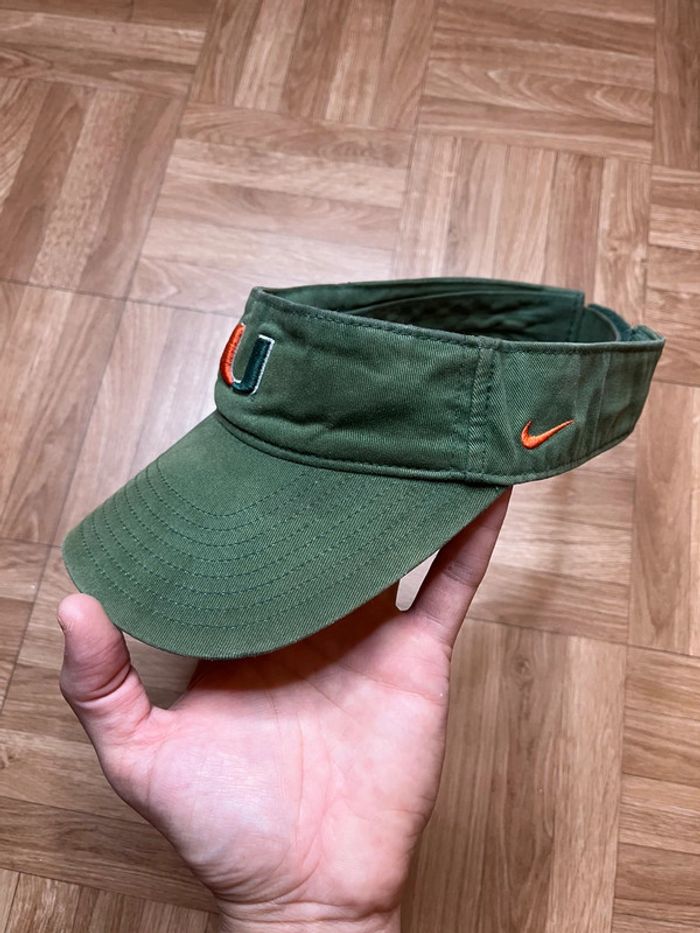Casquette visière ajustable orange et vert vintage Nike Miami Hurricanes - photo numéro 3