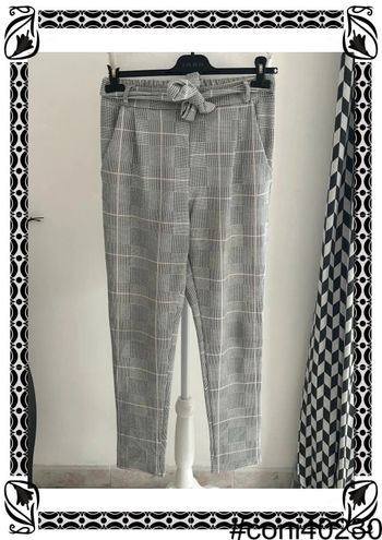Chino Gris Clair à Carreaux 🌟 Taille 38
