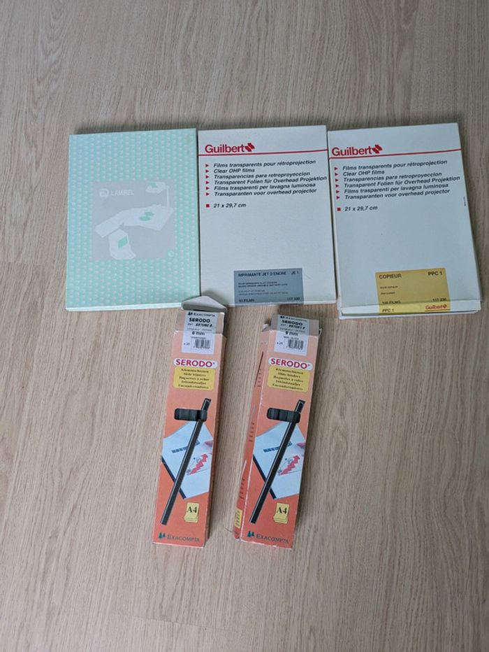Lot baguettes à relier et films transparents