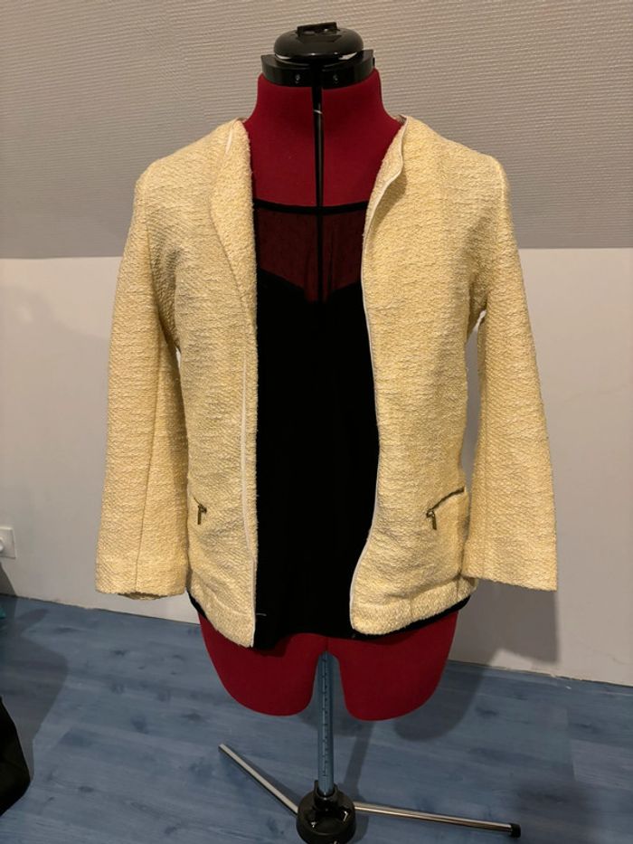 Veste ouverte jaune clair pailletée Promod