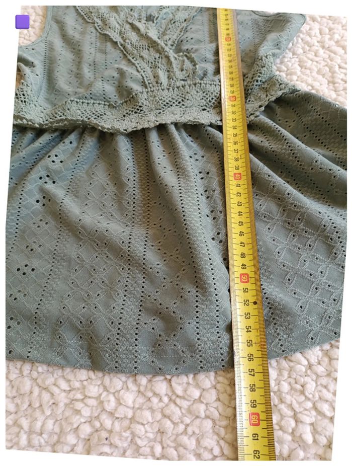 Haut vert d’eau brodé sans manches mignon bohème – Taille M - photo numéro 7