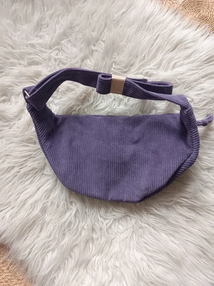Sac banane My Little Box en velours côtelé violet parme motifs éclair à l'intérieur Neuf - photo numéro 2