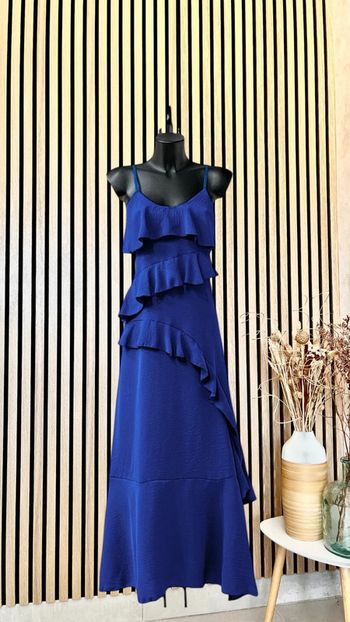 Robe bohème bleu électrique à fente