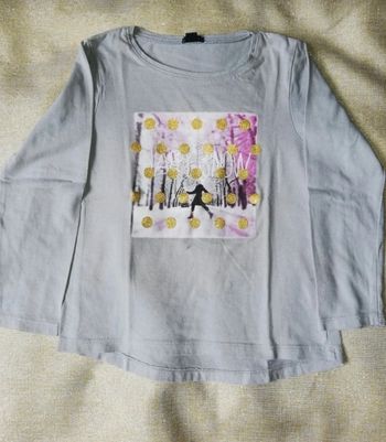 T-shirt manches longues gris Kiabi