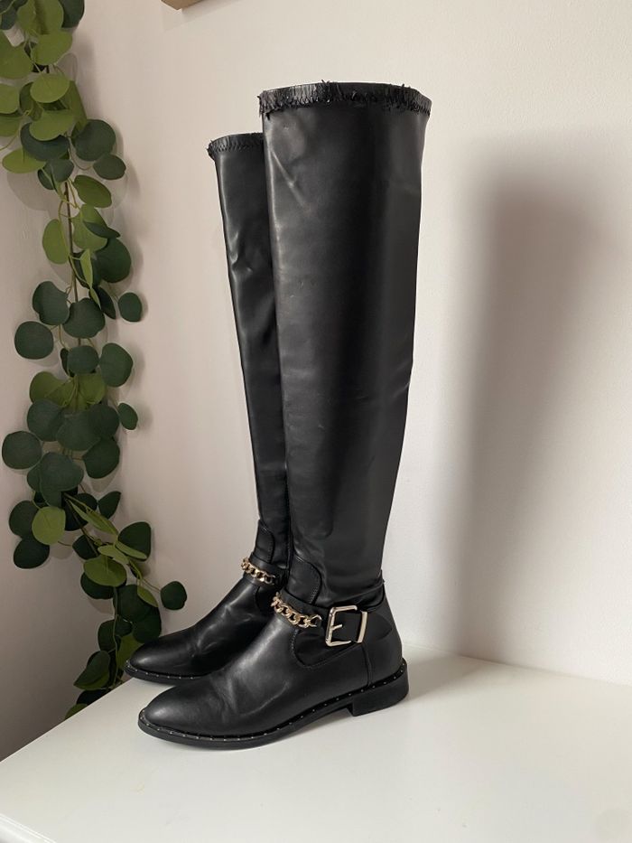 Bottes en cuir noires Zara - photo numéro 4