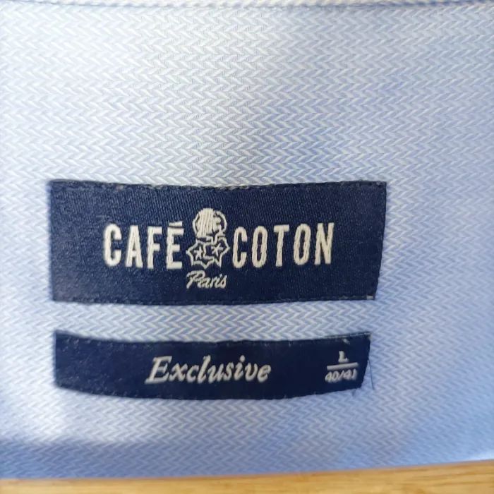 Chemise bleu ciel Café Coton Paris 100% coton col classique taille 40/41 A1300 - photo numéro 7