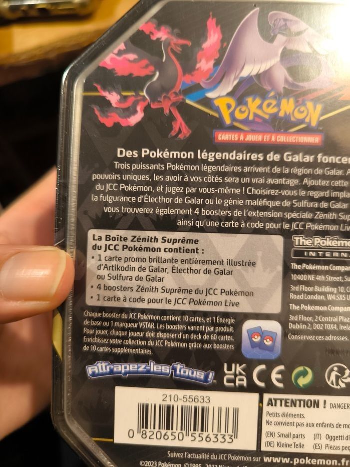 Pokebox coffret boîte métallique Pokémon electhor de galar Zénith suprême AB prix ferme - photo numéro 5