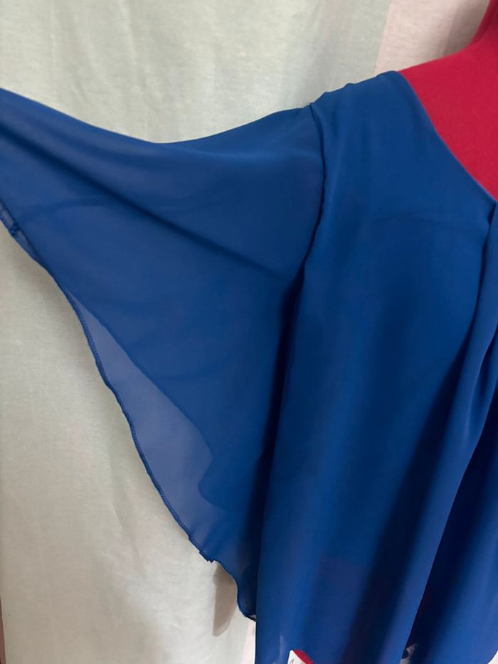 Superbe blouse vaporeuse en mousseline bleu - photo numéro 5