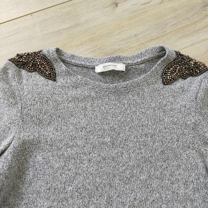 Pull d'hiver chaud Promod femme taille 36 gris a strass