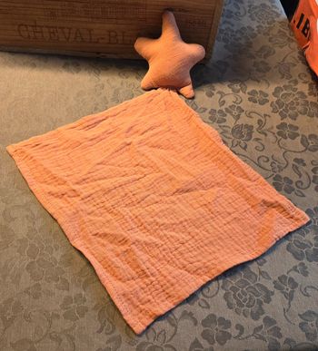 Doudou étoile plat lange tissu orange brique ZEEMAN