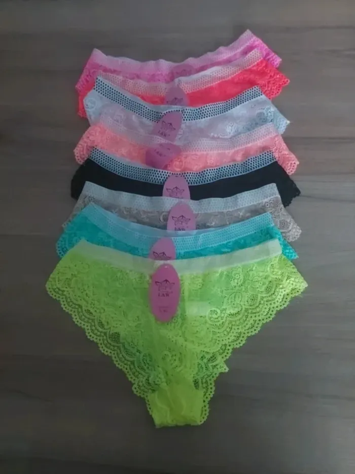 Lot de 5 shorty tanga culotte femme taille XL style dentelle couleur fluo avec etiquette