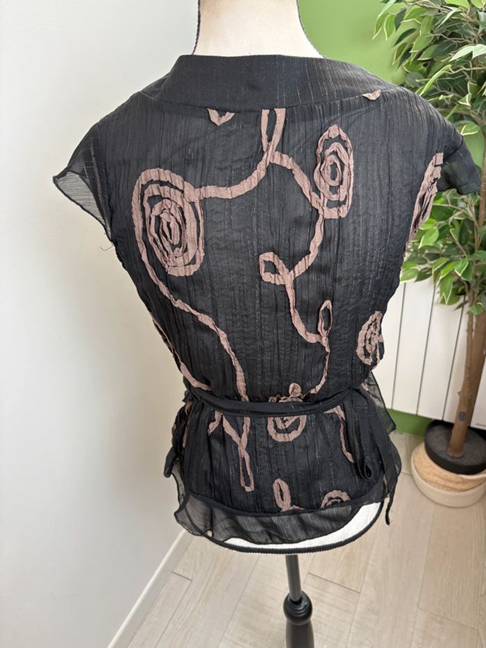 Blouse Sépia | Noir avec motifs | Taille 36 - photo numéro 2