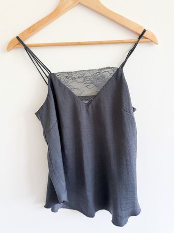Top caraco débardeur gris avec dentelle H&M taille 34 XS
