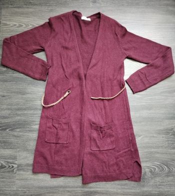 Gilet long bordeaux 14 ans XS 34 H&M