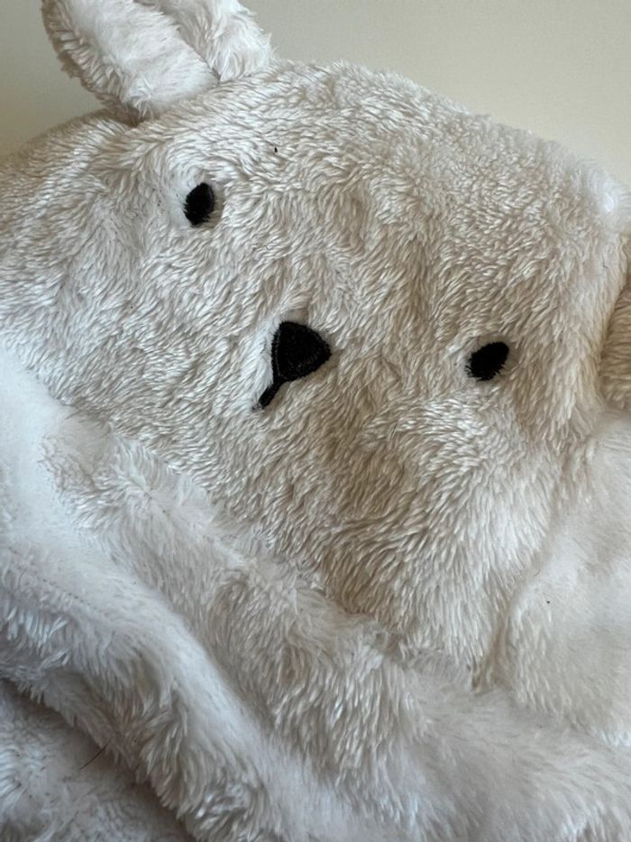 Bonnet blanc velours bébé petit ours - photo numéro 3