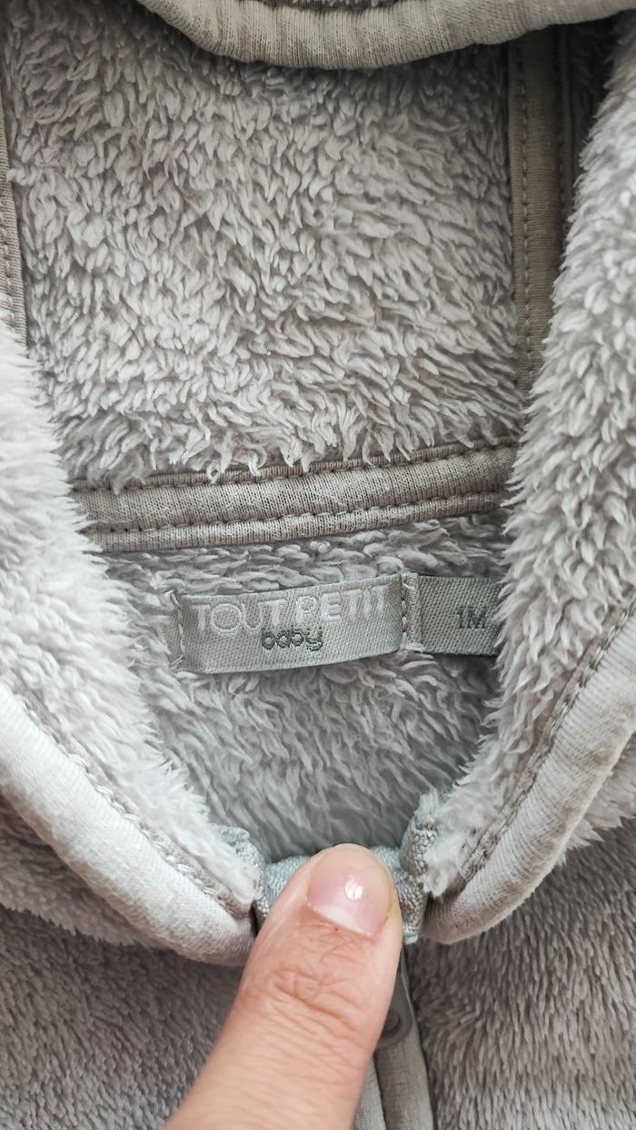 Gilet polaire gris tout petit baby 1 mois - photo numéro 4