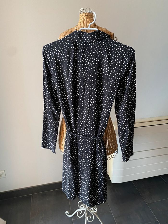 Robe chemise Promod noire à pois blanc avec ceinture taille 34 - photo numéro 18